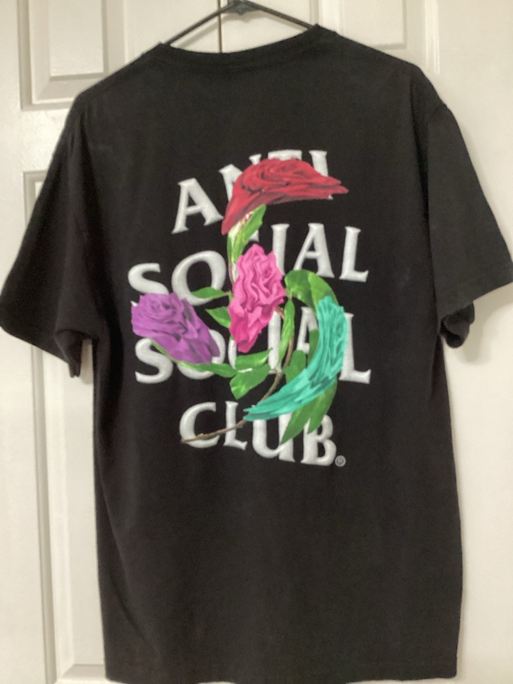 Anti Social Social Club "Kkoch" Floral Tee – Black (Size L) 🌸